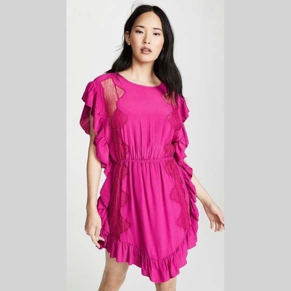 IRO lace and ruffle Zestful mini dress - Picture 1 of 6